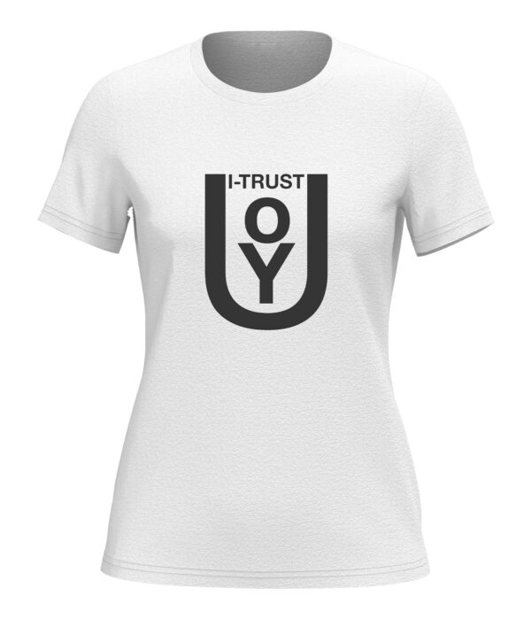 womans i trust white crew neck 01 new Gift Good News Womans I-Trust T-Shirt