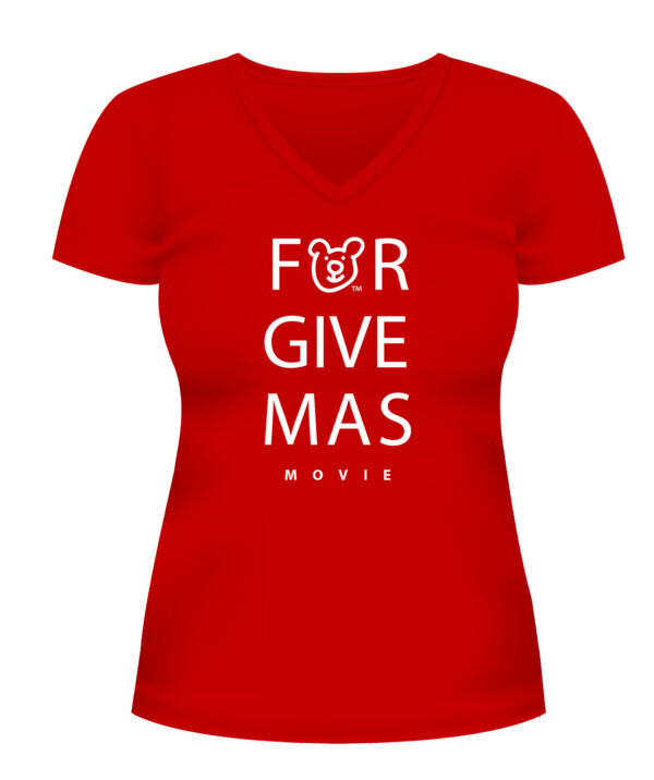 womens forgivemas fitted v neck bear Gift Good News Womens FORGIVEMAS Movie T-Shirt
